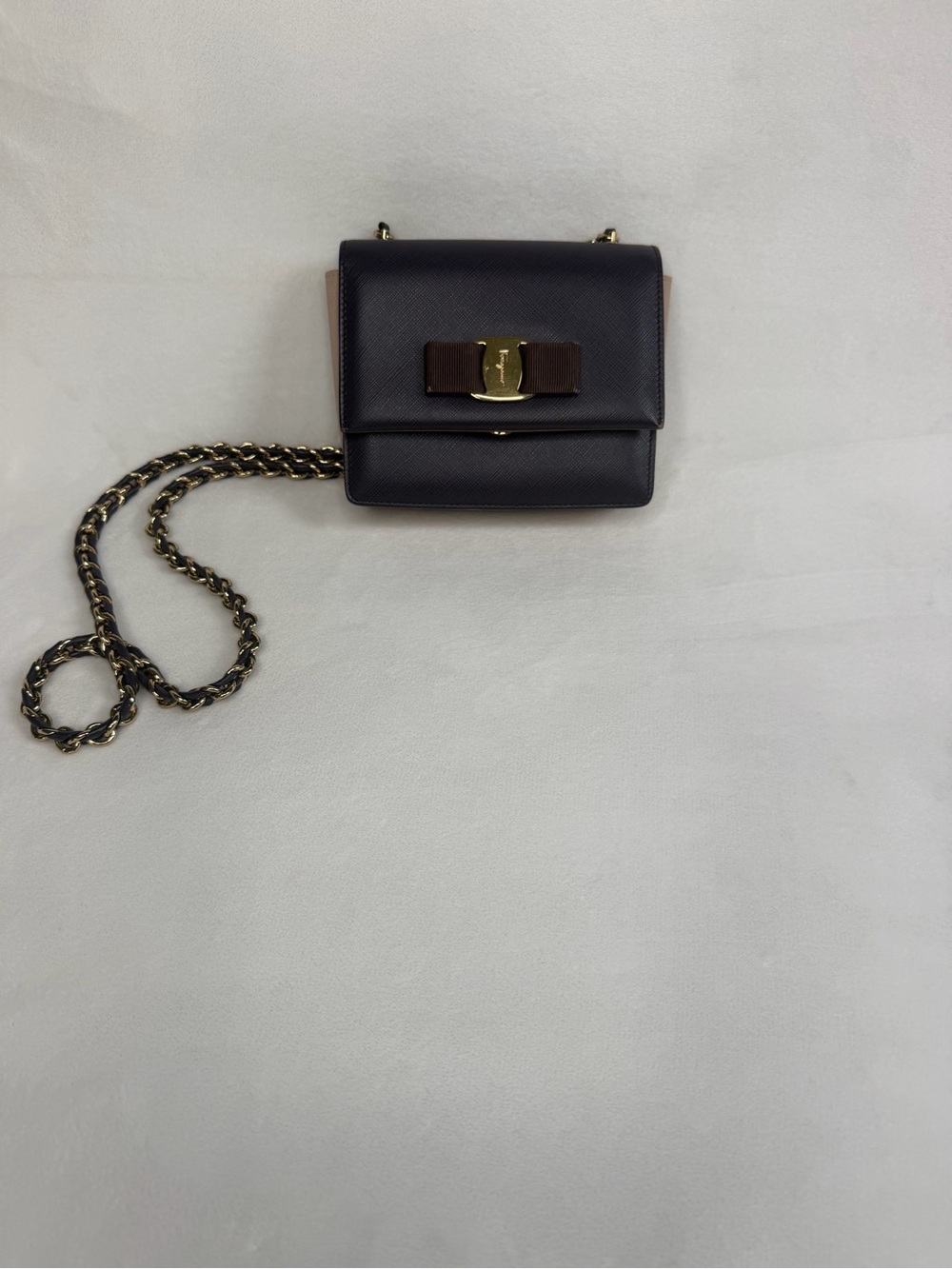 Salvatore Farragamo Leather Ginny Mini Vara Purple Crossbody Bag